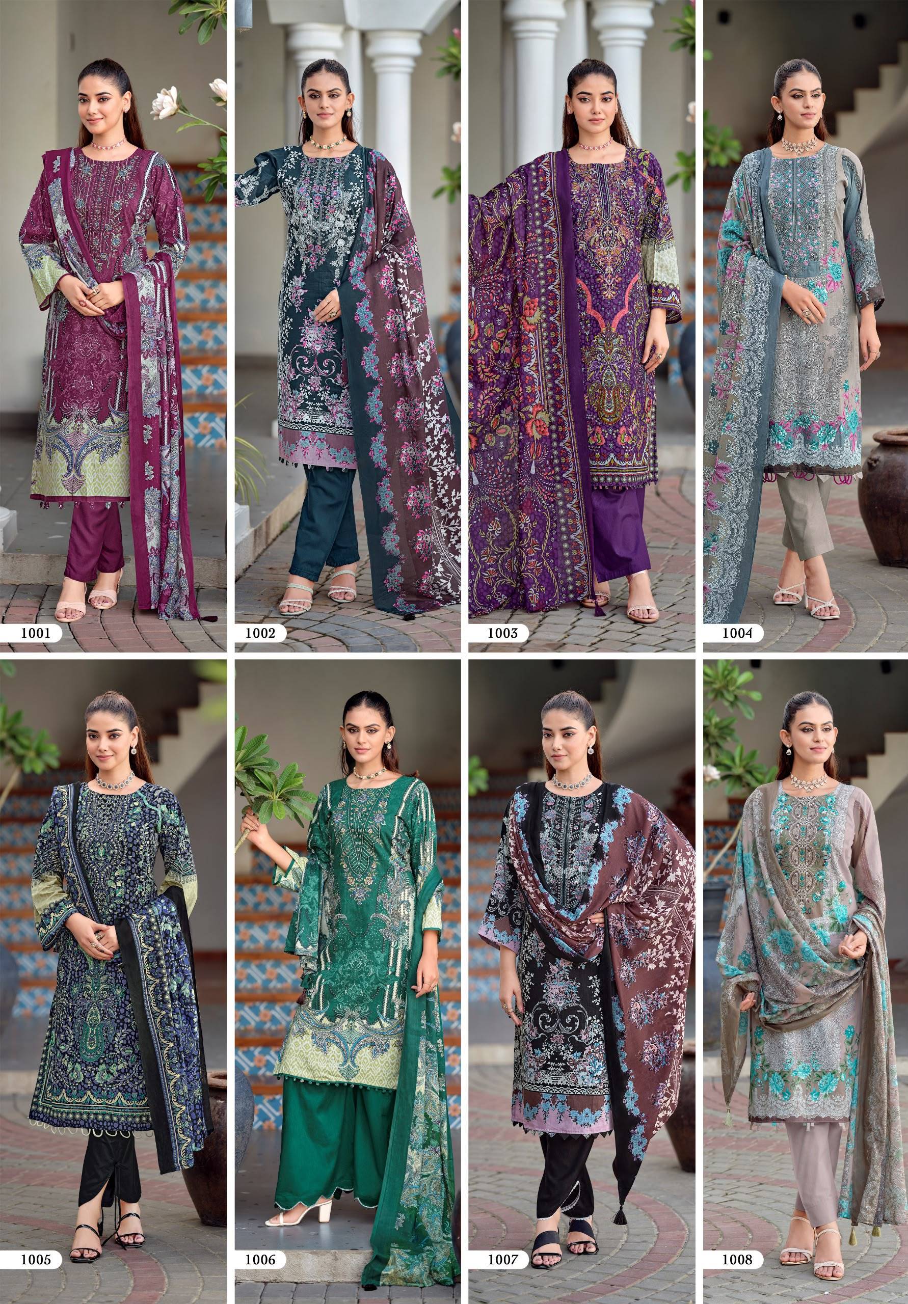 NAYRA VOL-43 BY RIAZ ARTS 1001 To 1008 Series Beautiful Pakistani Suits Colorful Stylish Fancy Ethnic Wear Cotton Dresses At Wholesale